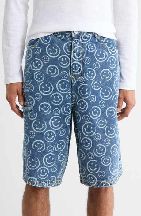 WeSC Smiley Face Long Denim Shorts