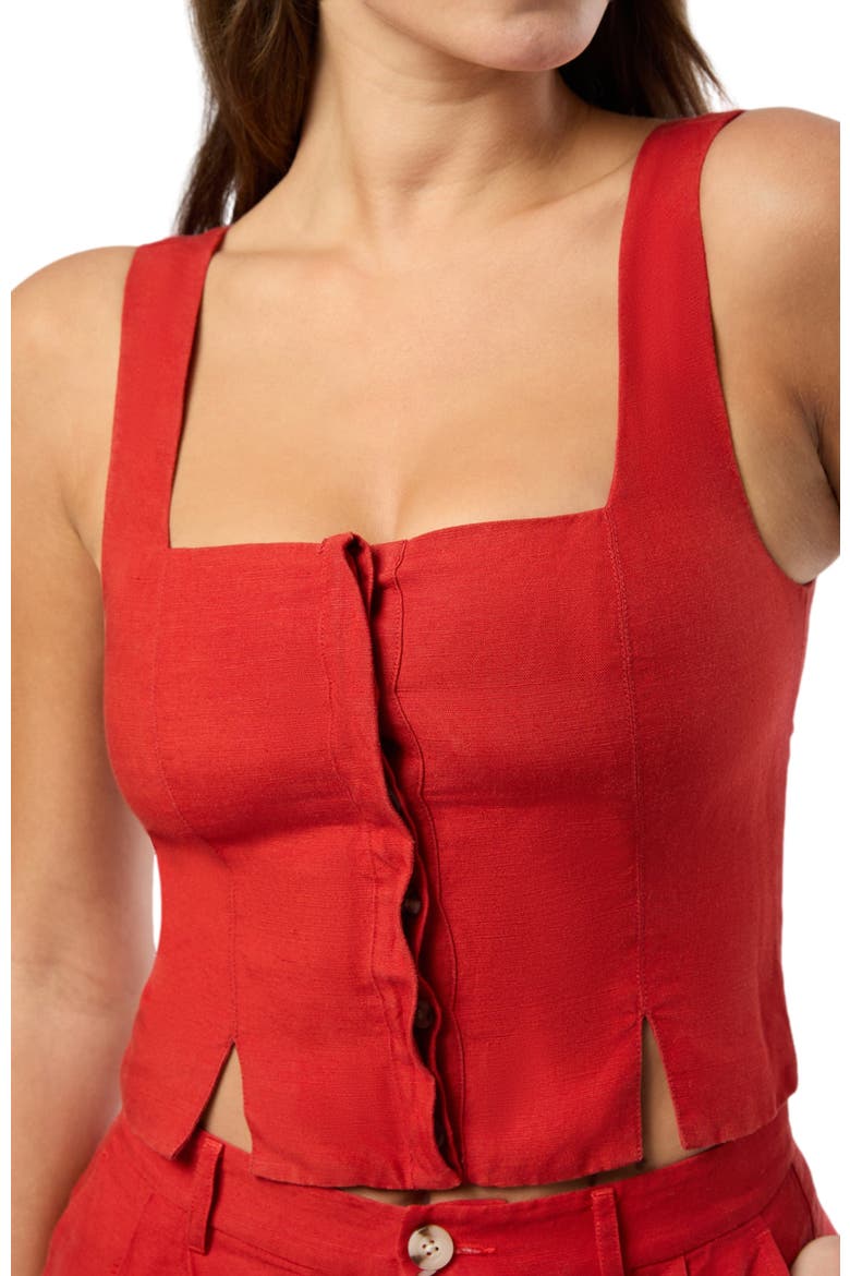 Air Linen Square Neck Top, Alternate, color, DARK RED