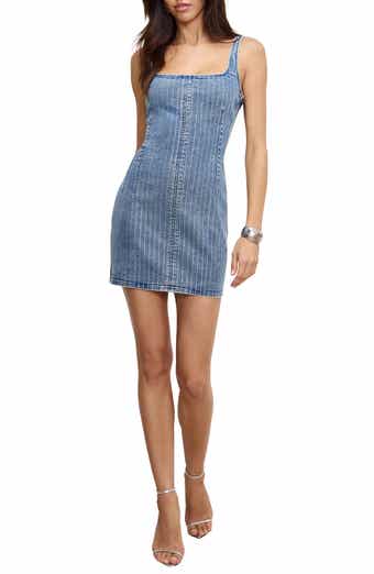 Good American Rhinestone Denim Shift Dress