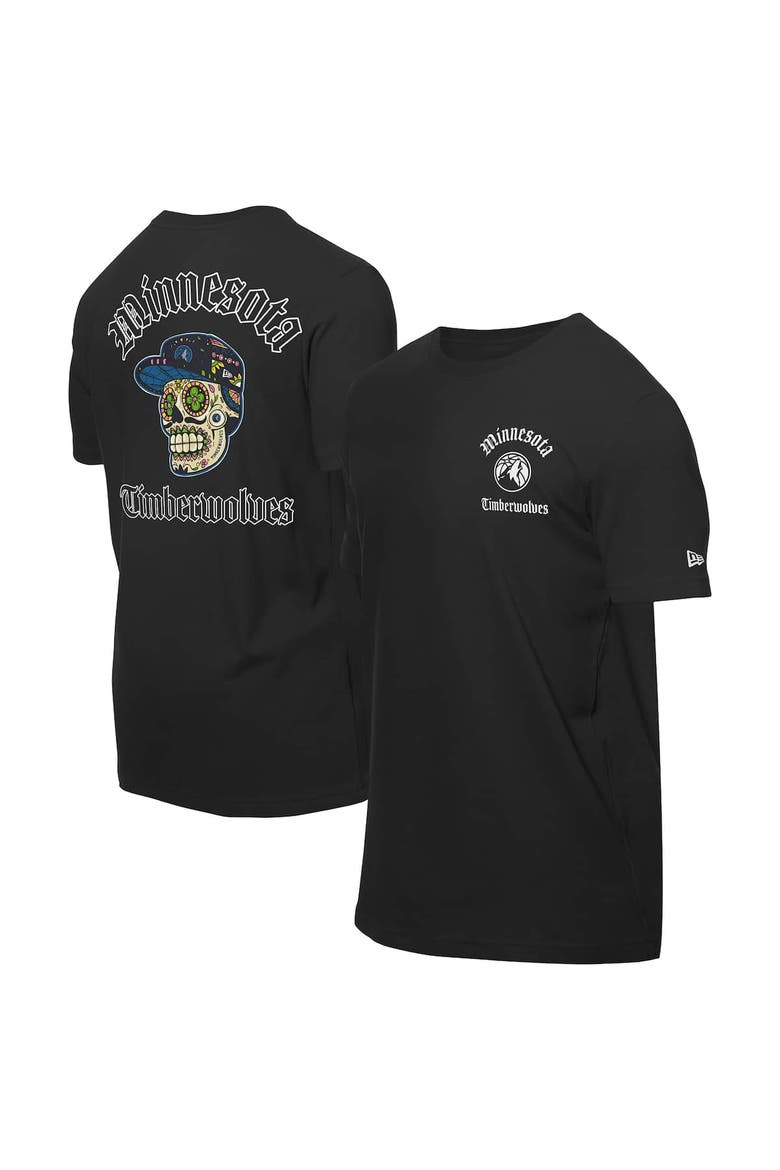 Men's New Era Black Minnesota Timberwolves Sugar Skulls T-Shirt, Alternate, color, Black