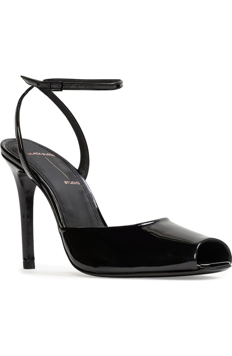 BLACK SUEDE STUDIO Wren 100 Sandal, Alternate, color, Black Patent Leather