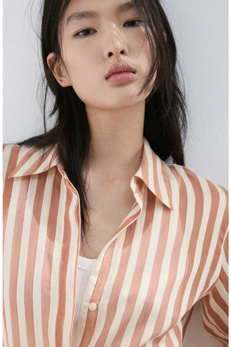 Stripe Woven Shirt, Alternate, color, ORANGE BROWN