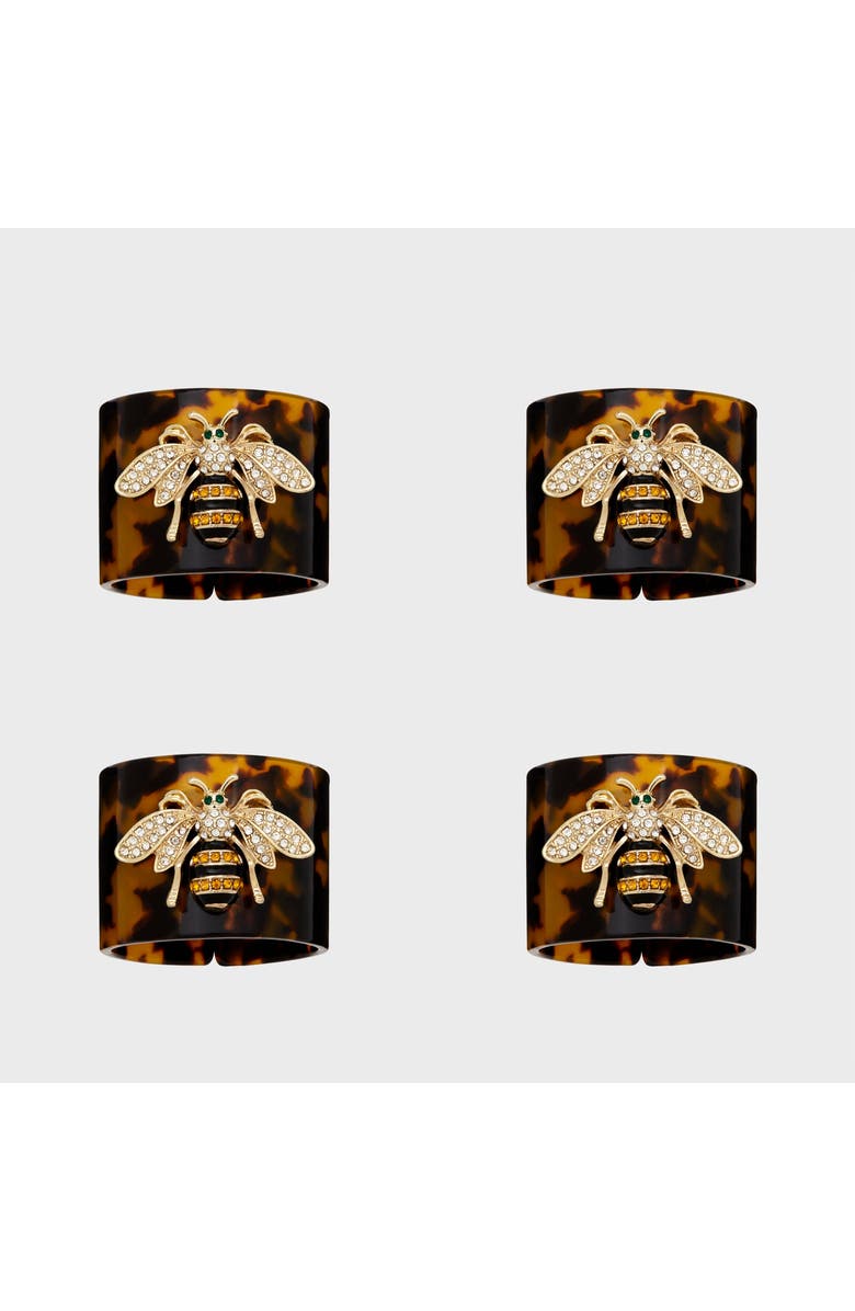 Joanna Buchanan Stripey bee resin napkin rings, set of four, Alternate, color, Brown