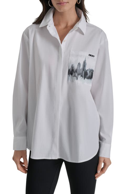 Skyline Pocket Oversize Long Sleeve Button-Up Shirt