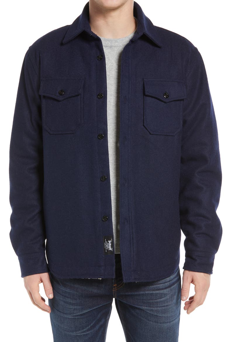 Wool Blend Shirt Jacket, Main, color, BLUE