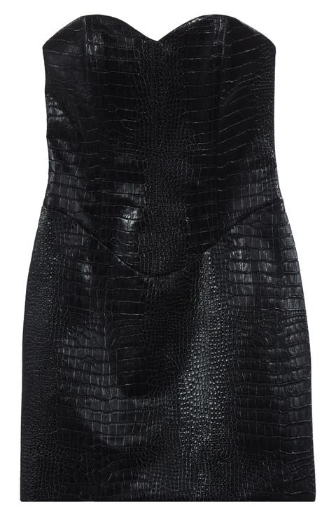 Croc Embossed Faux Leather Minidress
