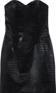 KIM SHUI Croc Embossed Faux Leather Minidress