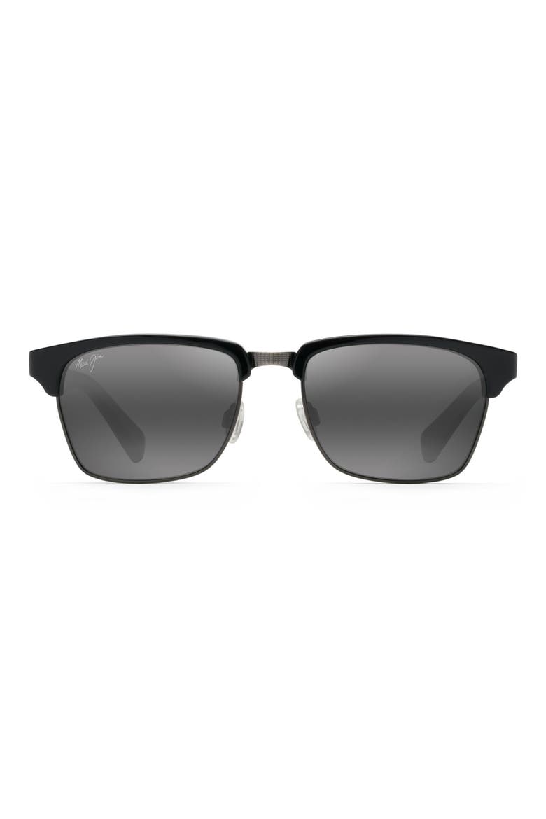 Kawika 54mm PolarizedPlus®2 Rectangular Sunglasses, Main, color, BLACK GLOSS/ PEWTER