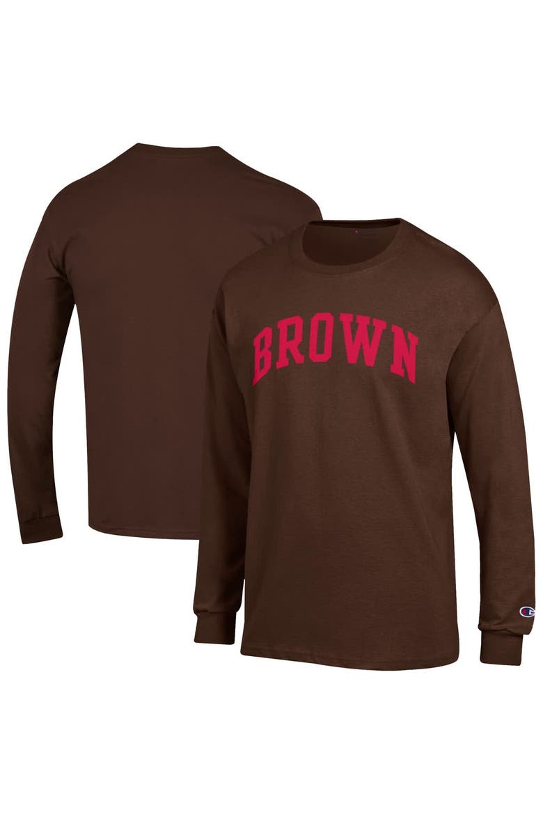 Men's Champion  Brown Brown Bears Basic Arch Long Sleeve T-Shirt, Alternate, color, Brown