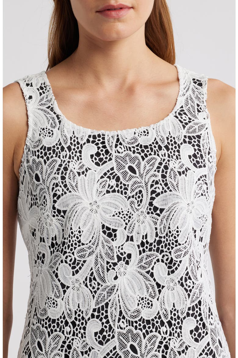 Tie Back Lace Sheath Dress, Alternate, color, IVORY BLACK