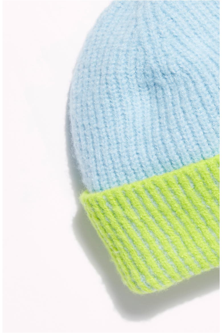 Straight Chill Rib Beanie, Alternate, color, SKY/ LIME