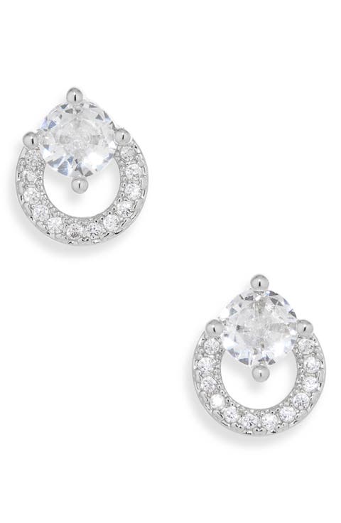 Cubic Zirconia Circle Stud Earrings