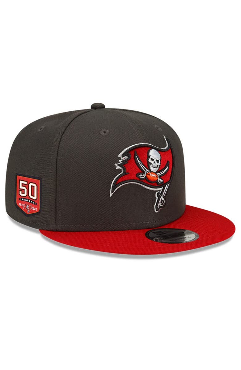 New Era Men's New Era Pewter/Red Tampa Bay Buccaneers 50th Anniversary Side Patch 9FIFTY Snapback Hat, Main, color, 