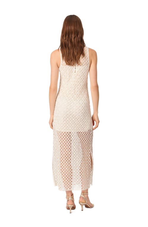 Maje Resille Open-knit Midi Dress In White