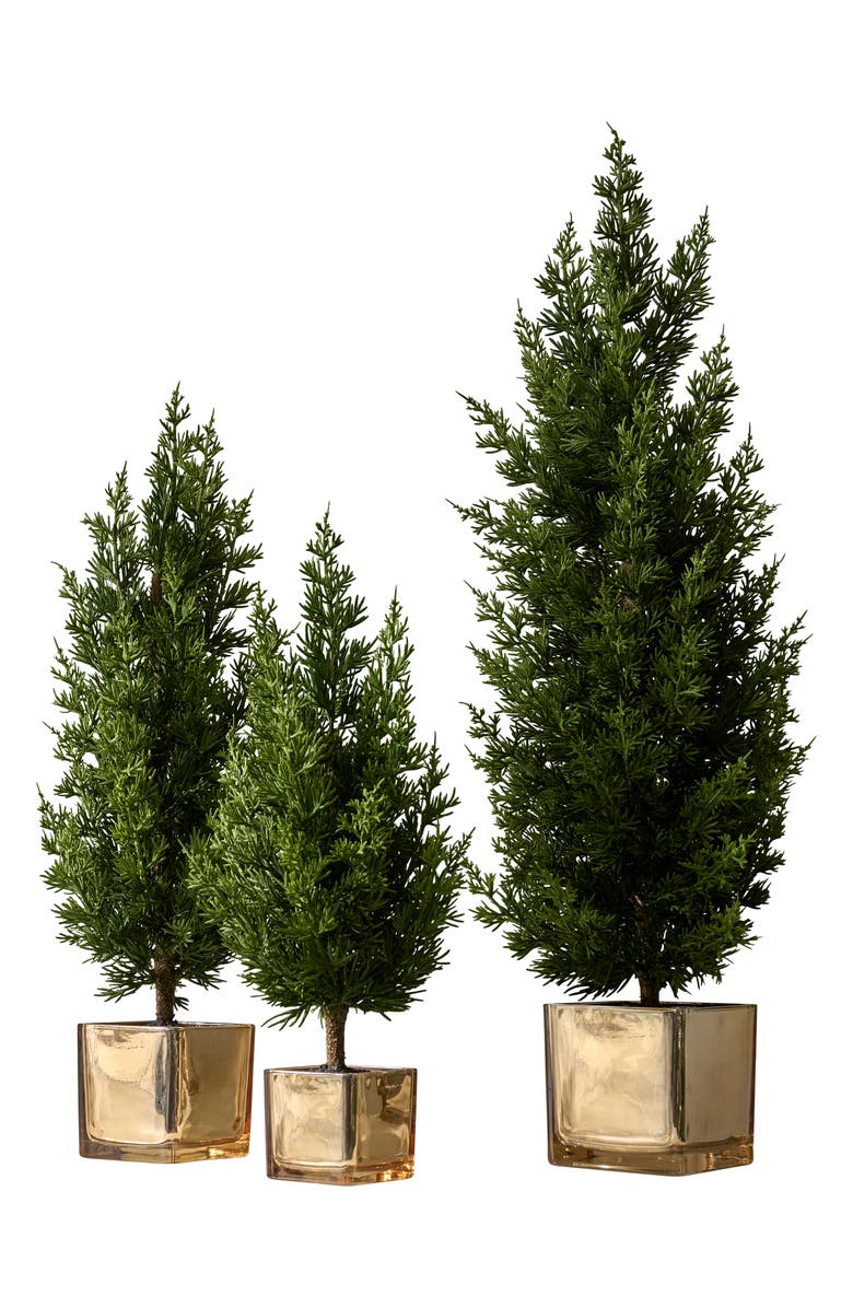 Balsam Hill Evergreen Set of 3 Tabletop Trees, Main, color, 