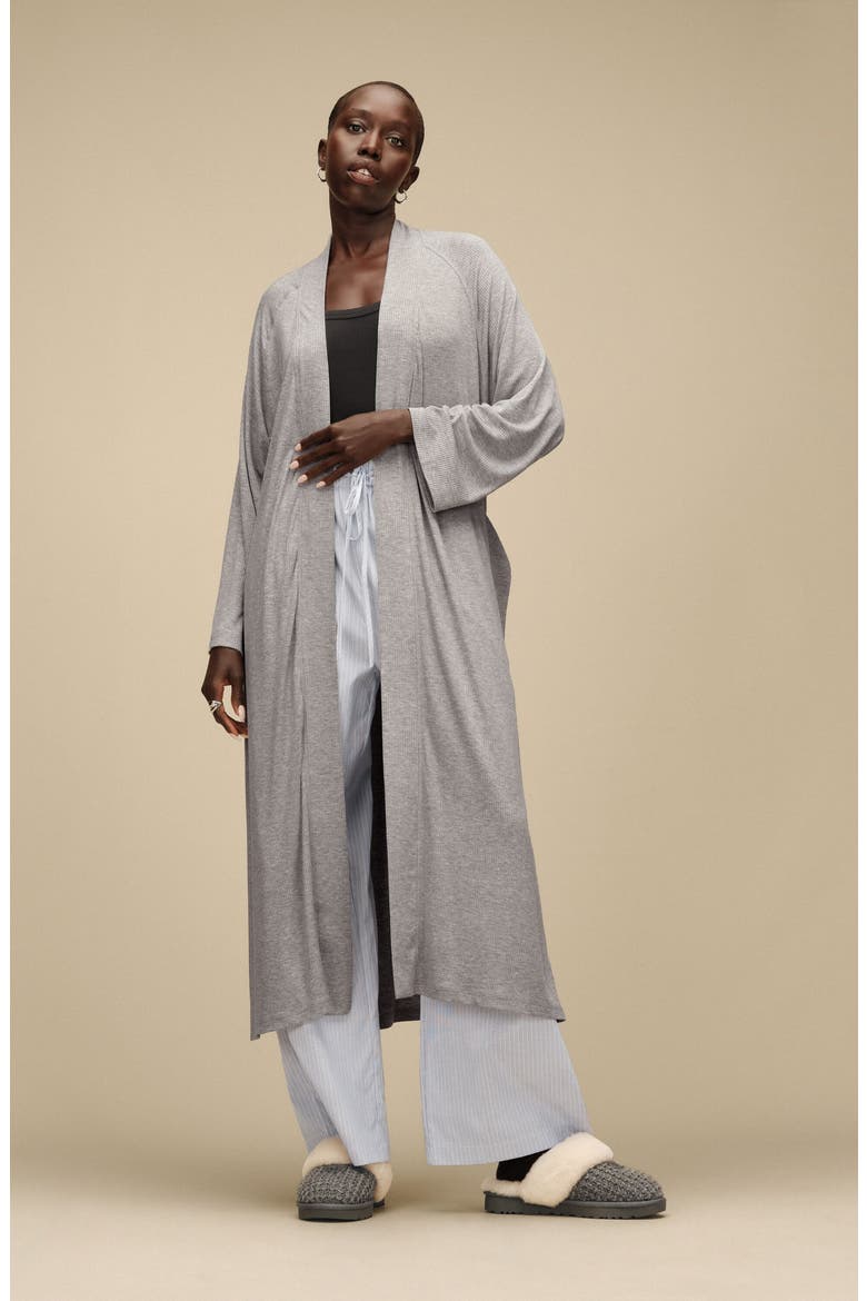 Myra Rib Robe, Alternate, color, GREY HEATHER