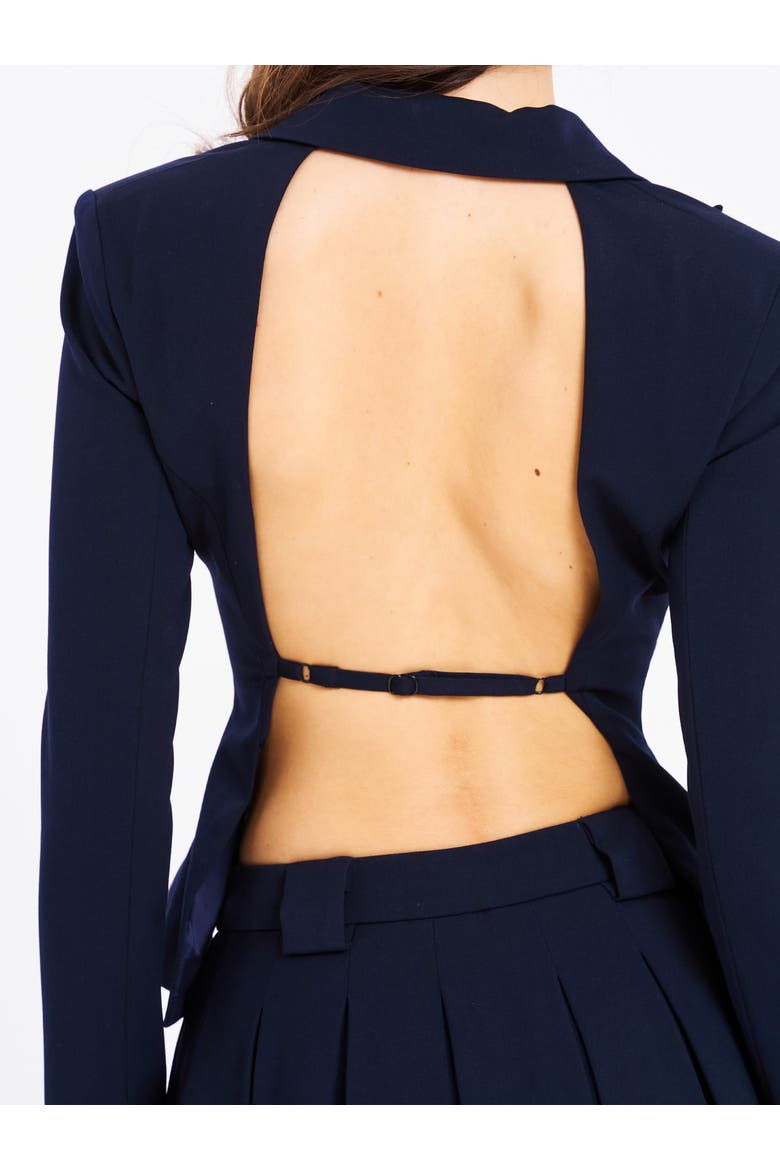 Nasia Double Breast Backless Blazer, Alternate, color, Navy Blue