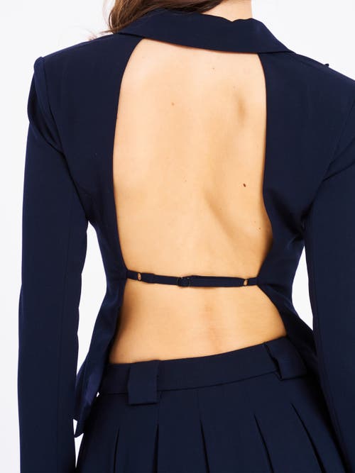 Miss Circle Nasia Double Breast Backless Blazer In Blue