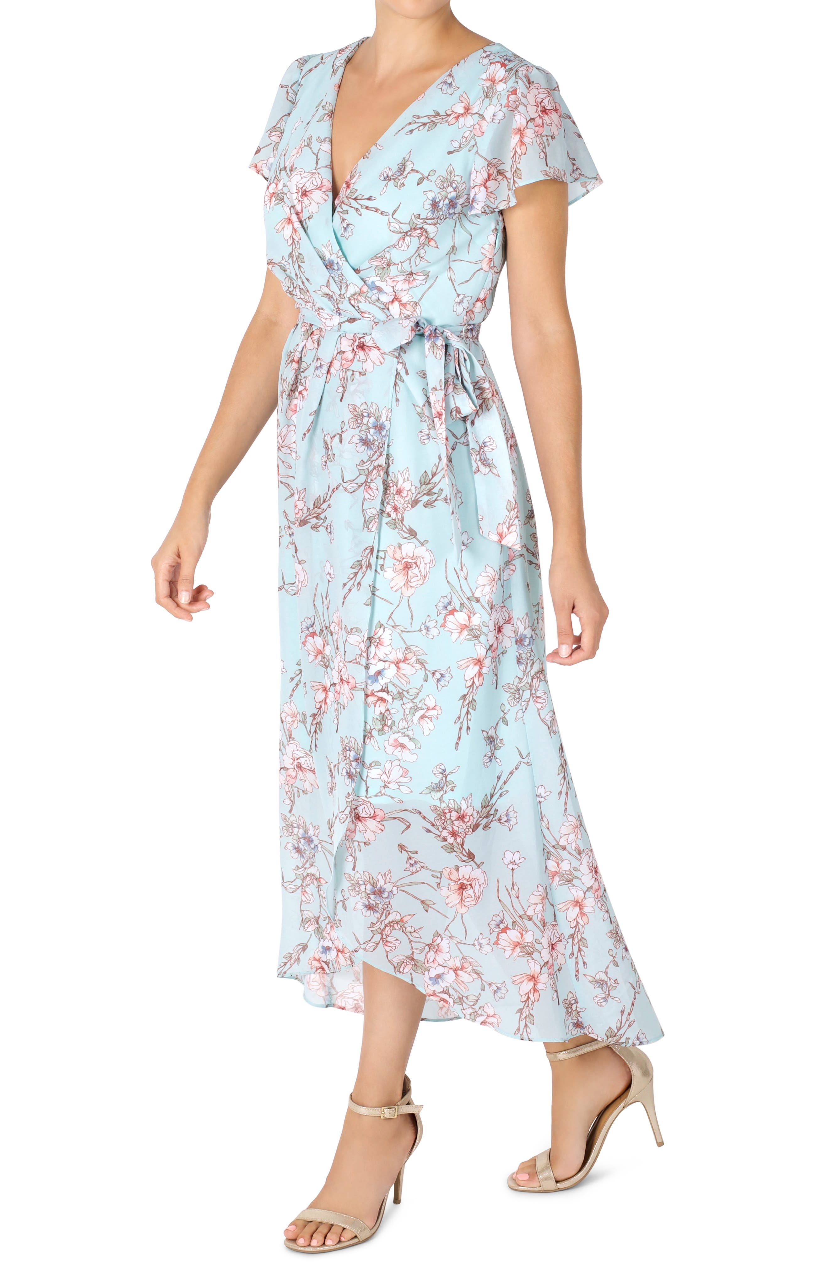 Julia Jordan Flutter Sleeve Hi-Low Belted Dress (Women) | Nordstromrack