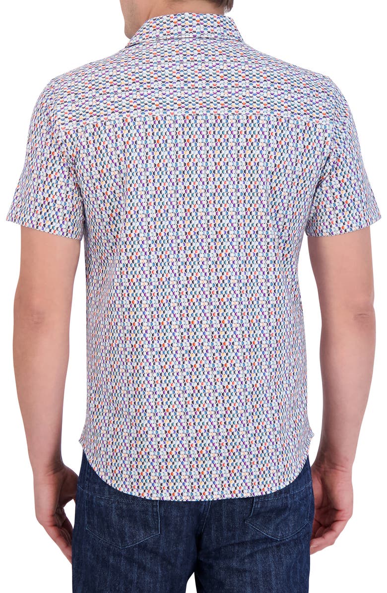 Robert Graham Flamenco Short Sleeve Knit Button-Up Shirt, Alternate, color, White Multi
