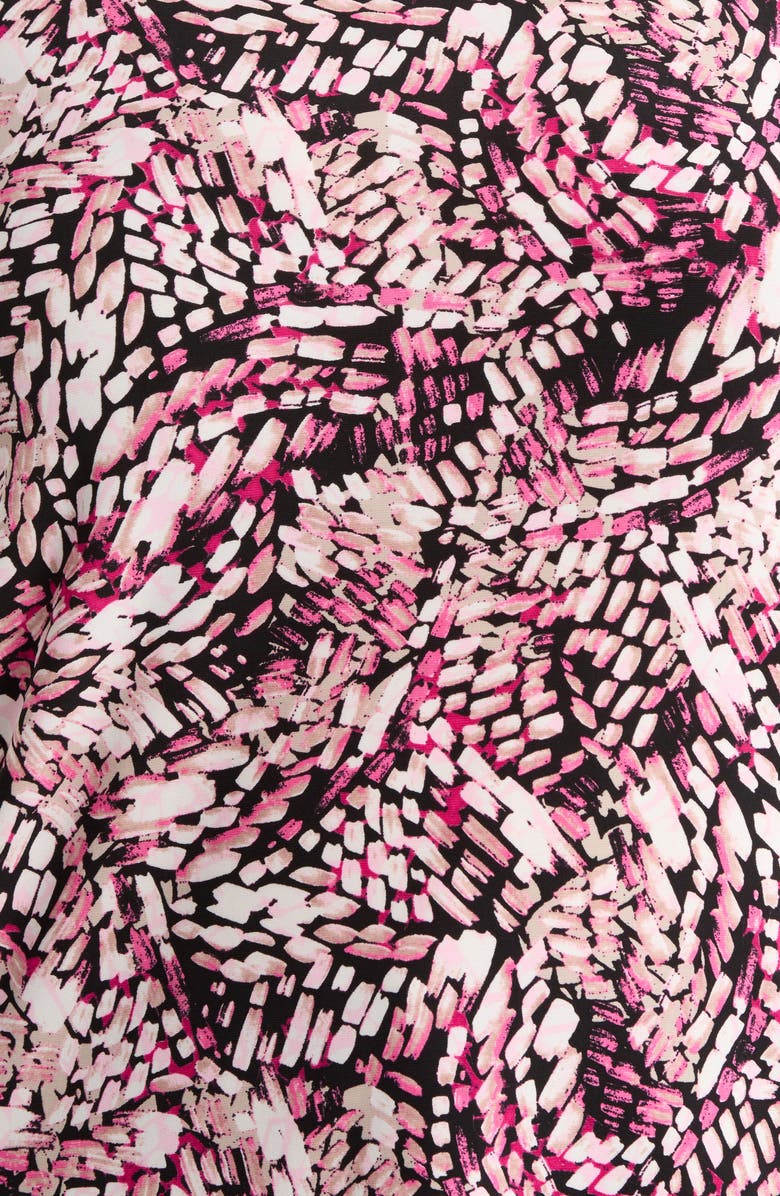 AK ANNE KLEIN Abstract Print Tulip Sleeve Top, Alternate, color, Pink Berry Multi