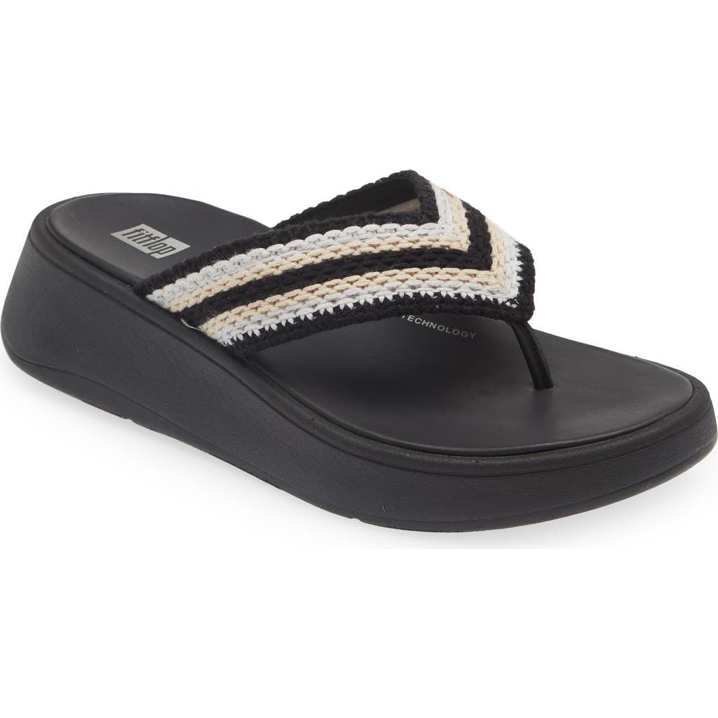 Fitflop F-mode Crochet Flip Flop In Black