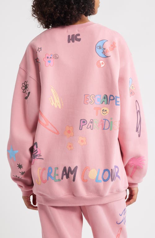 The Mayfair Group X Iscreamcolour Somebody Loves You Fleece Graphic Sweatshirt In Pink