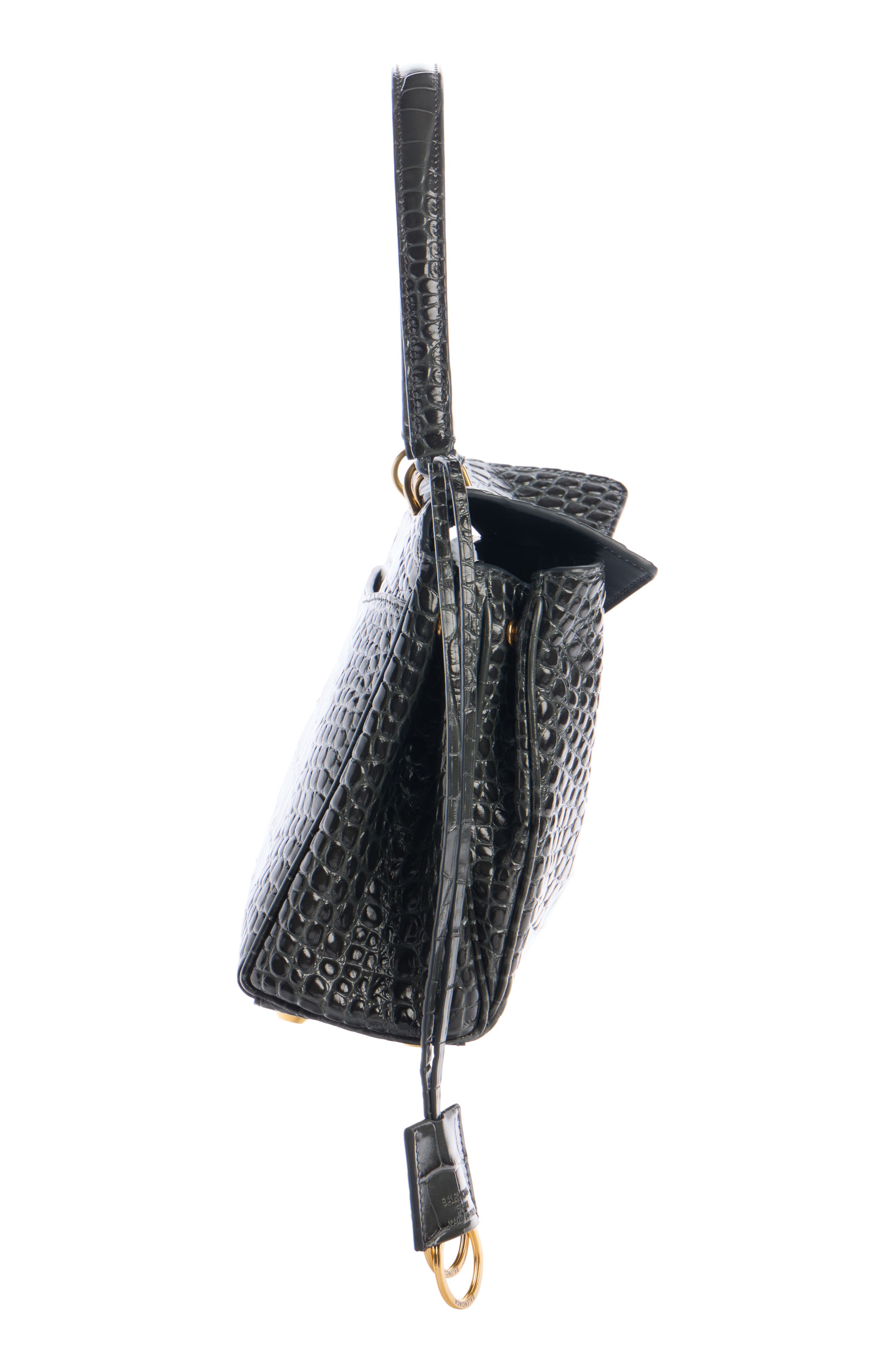 Balenciaga Small Rodeo Croc Embossed Leather Top Handle Bag, Alternate, color, Volcanic Rock