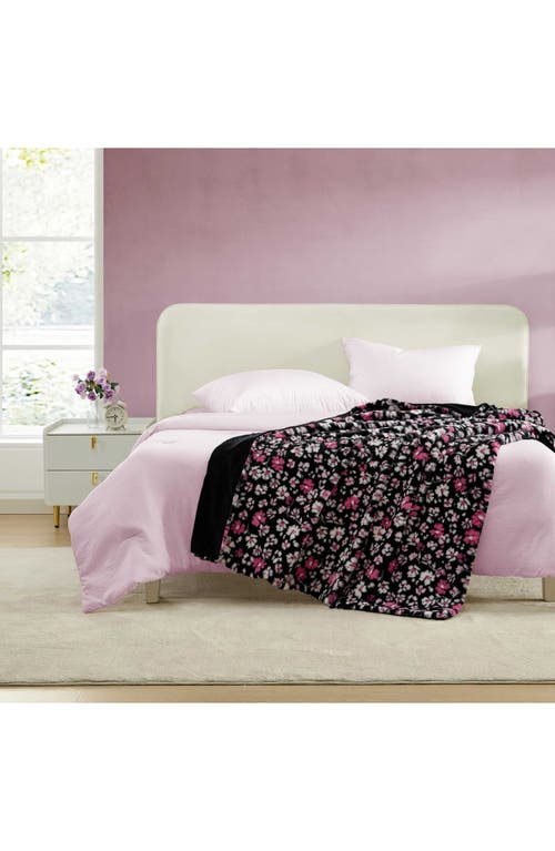 Betsey Johnson Leopard Rosettes Throw Blanket In Black