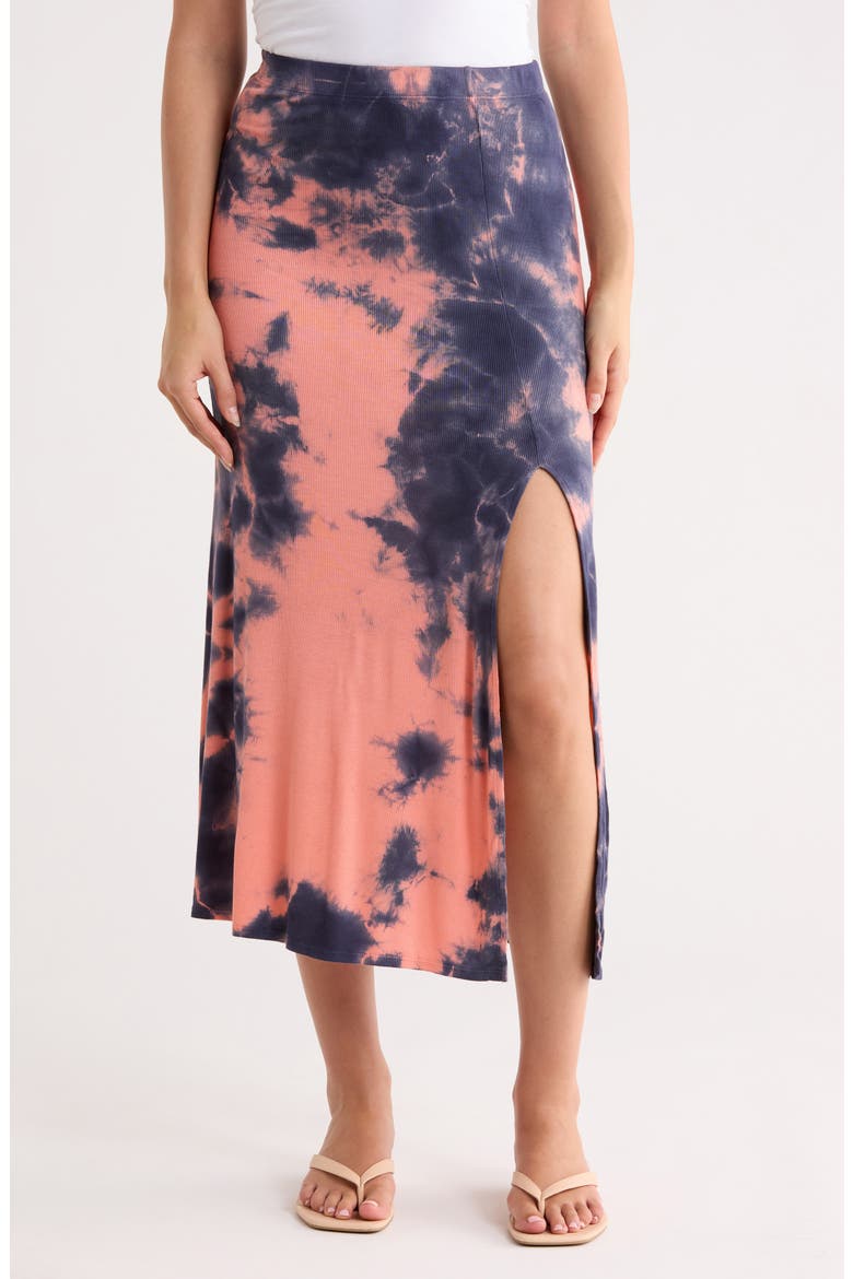 Tie Dye Slit Maxi Skirt, Main, color, NAVY