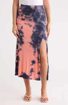 GO COUTURE Tie Dye Slit Maxi Skirt
