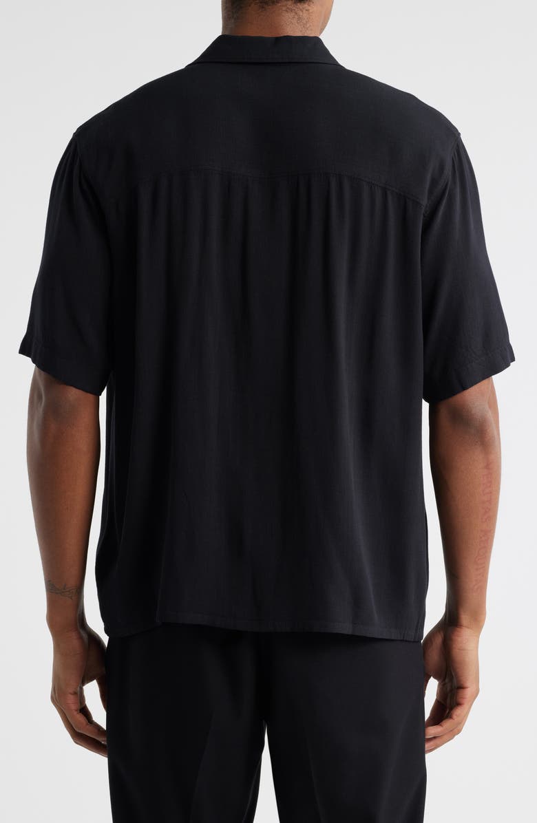 Open Edit Solid Camp Shirt, Alternate, color, Black Caviar