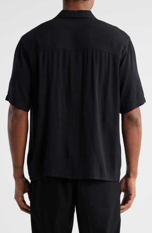 Open Edit Solid Camp Shirt In Black