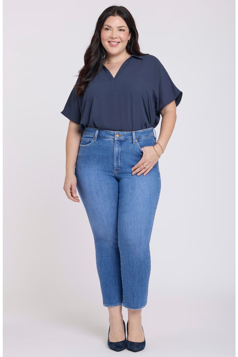 Marilyn Blanket Stitch Ankle Straight Leg Jeans, Alternate, color, BLUE PARADISE