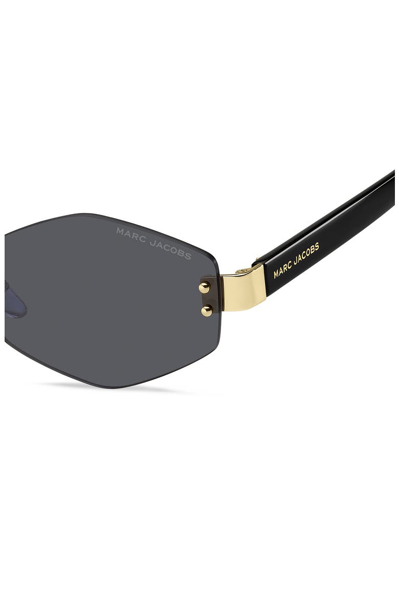 57mm Geometric Sunglasses with Chain, Alternate, color, GOLD BLACK/ GREY