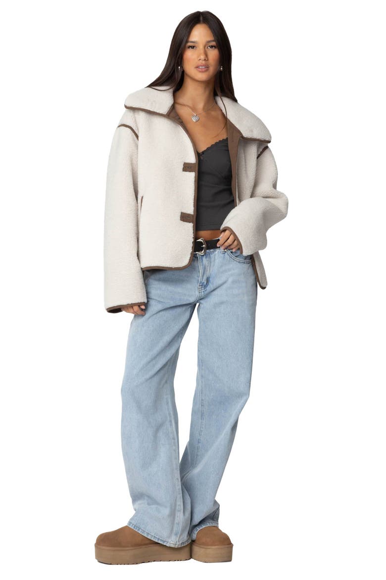 Frost Oversize Faux Shearling Jacket, Alternate, color, BEIGE