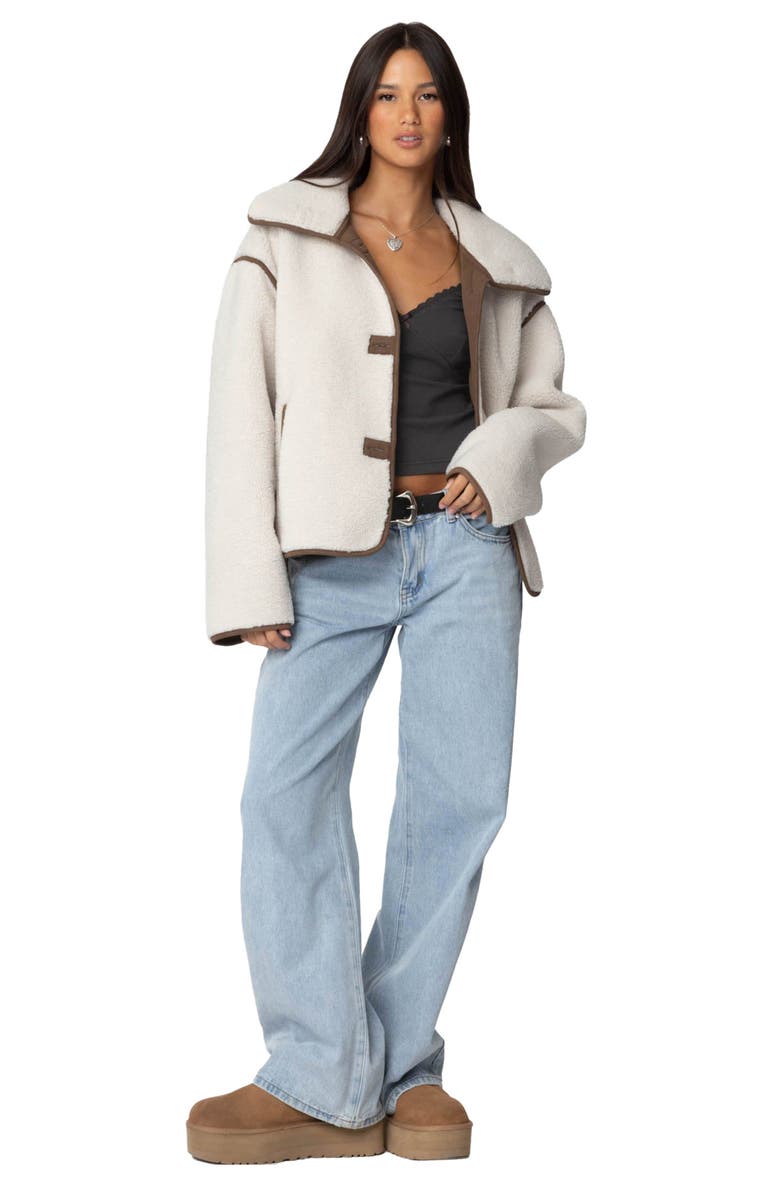 EDIKTED Frost Oversize Faux Shearling Jacket, Alternate, color, Beige