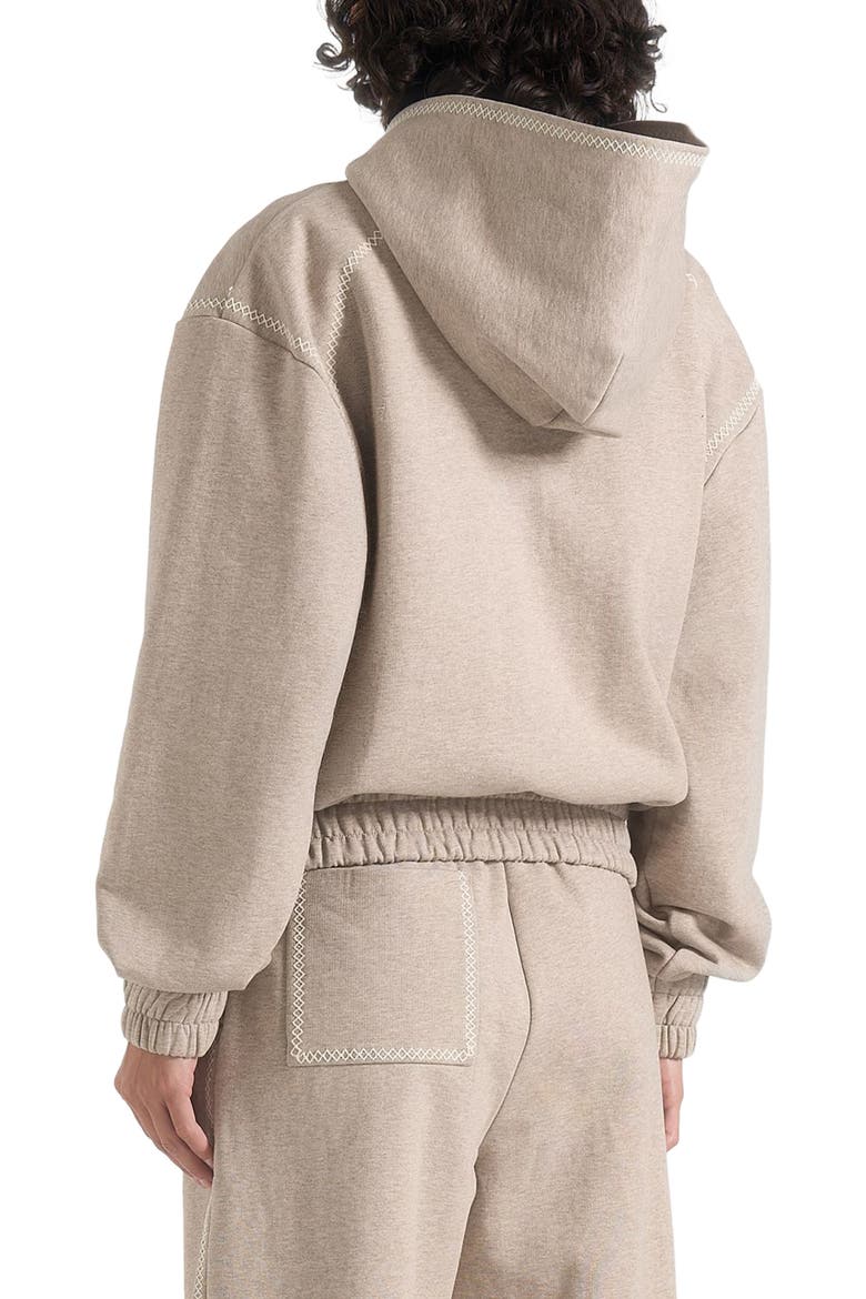 Ollie Unisex Whipstitch Raglan Effect Zip Hoodie, Alternate, color, Taupe