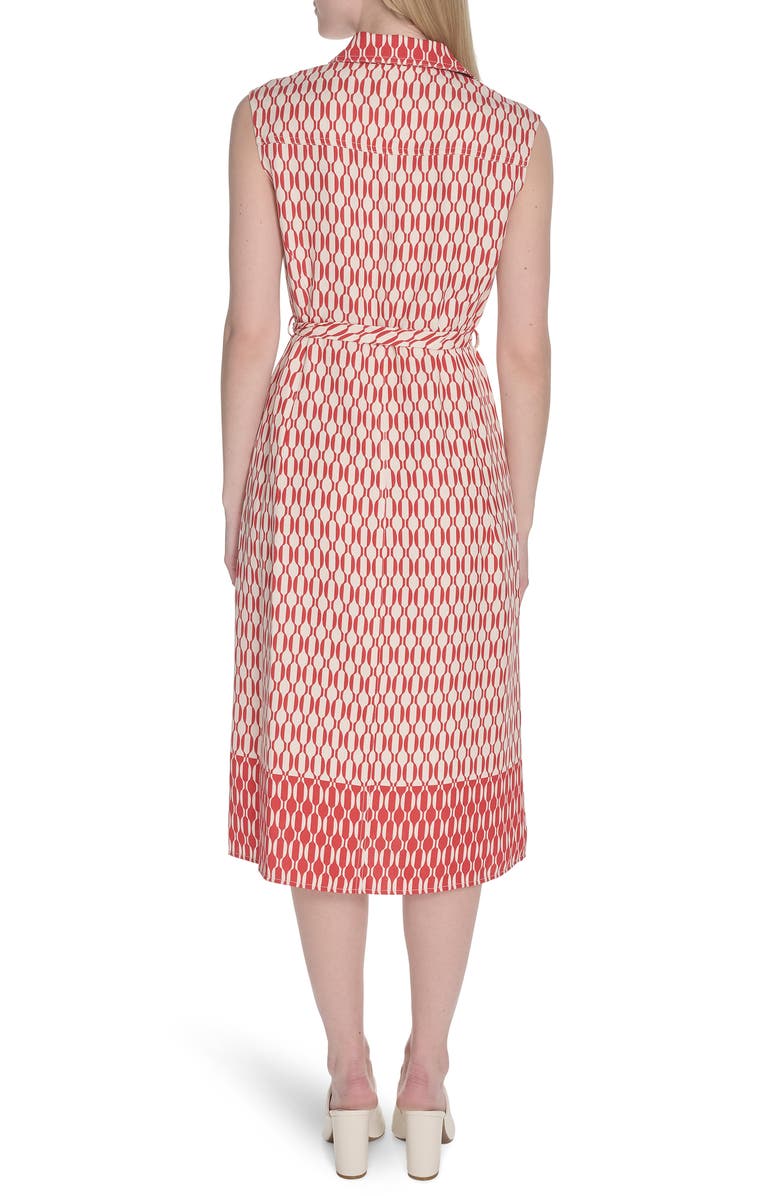 Calvin Klein Sleeveless Midi Shirtdress, Alternate, color, Chili/ Antique Wht