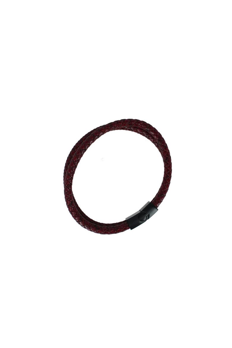 Caleb's Crimson Braided Leather Secure Clasp Bracelet, Alternate, color, Crimson Red