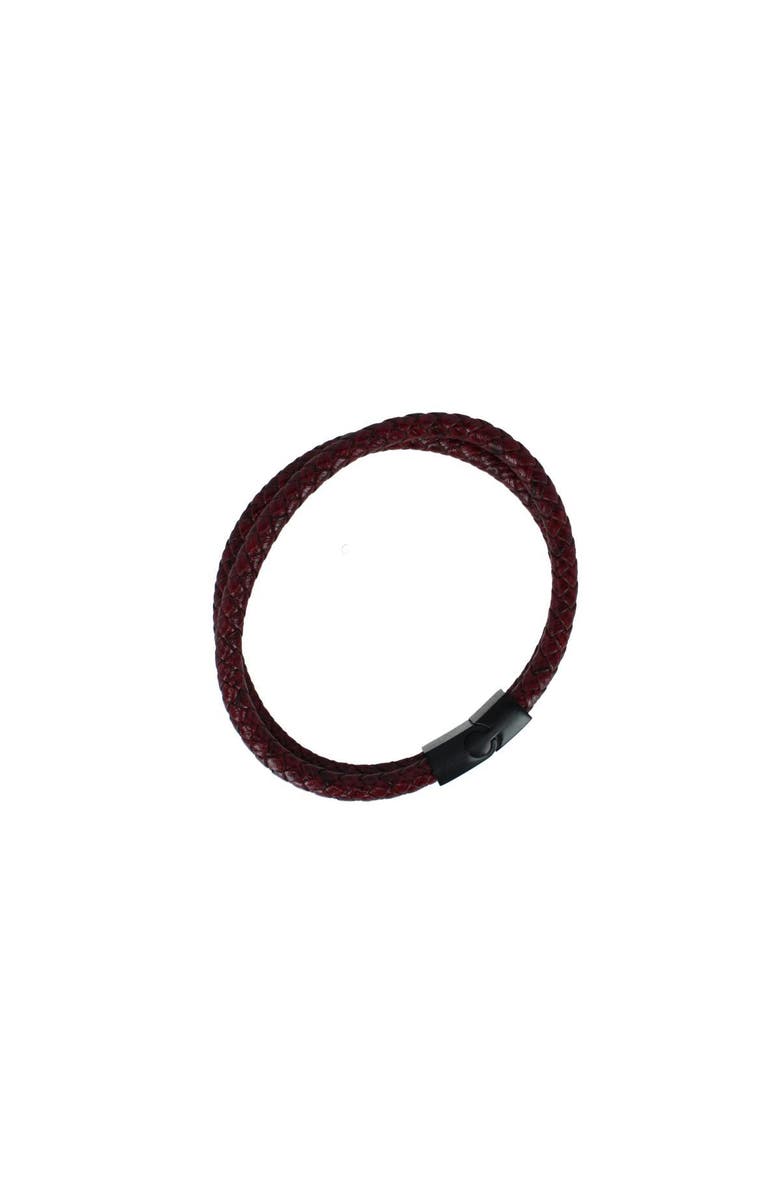 Trafalgar Caleb's Crimson Braided Leather Secure Clasp Bracelet, Alternate, color, Crimson Red