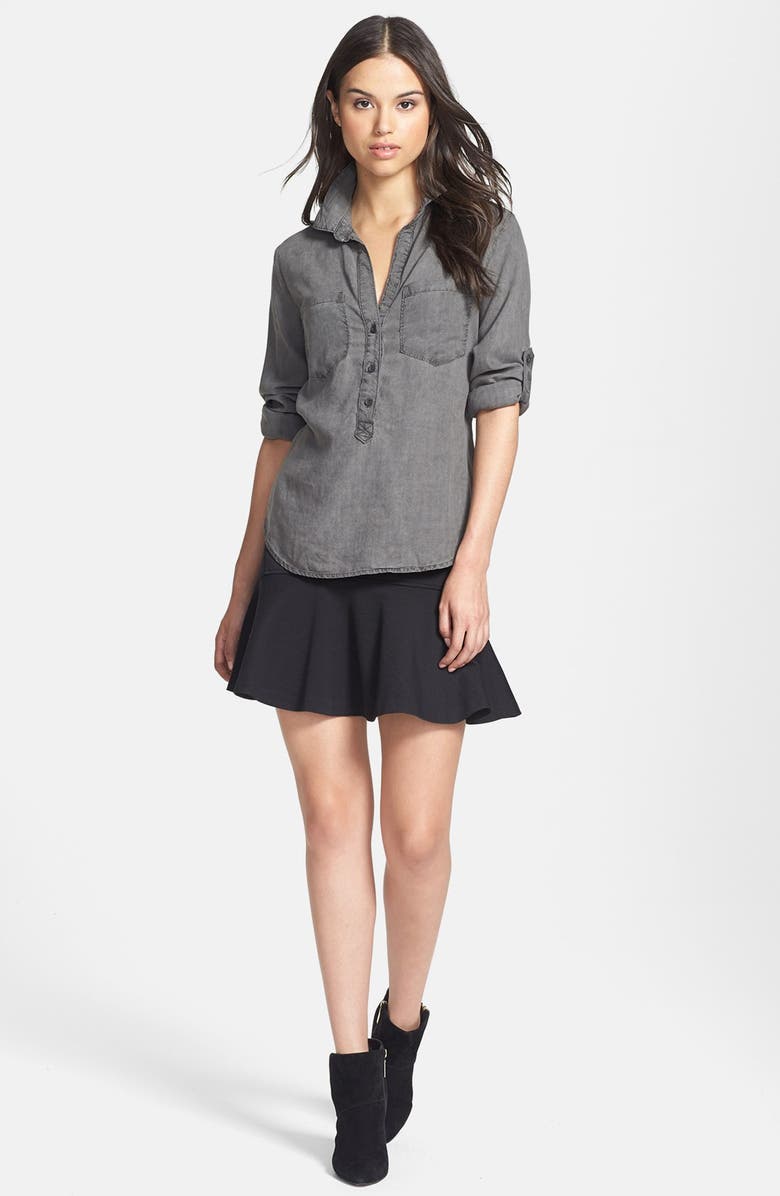 Side Stitch Roll Tab Sleeve Tencel<sup>®</sup> Pullover Shirt, Alternate, color,