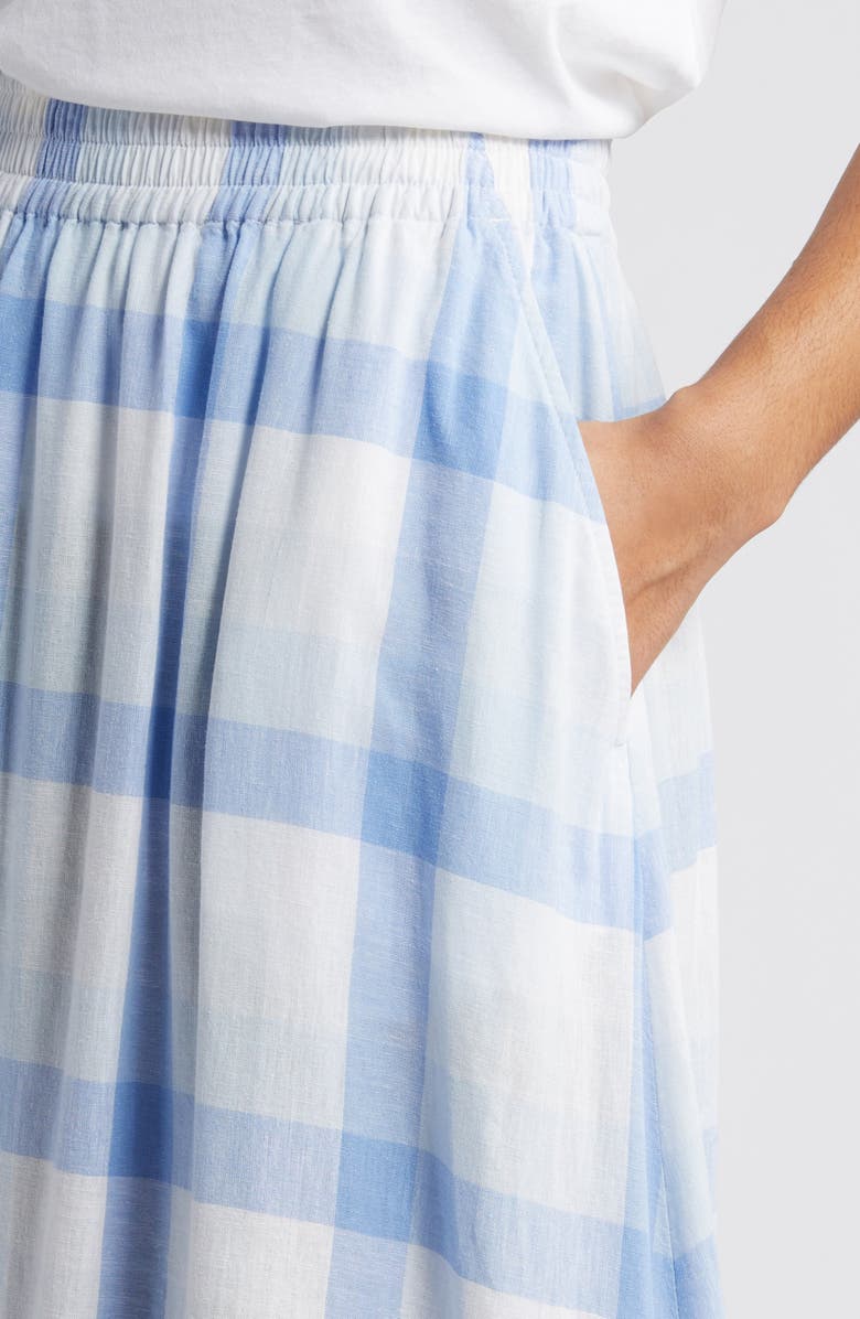 Caslon<sup>®</sup> Check Linen Blend Midi Skirt, Alternate, color, Blue-White Multi Check
