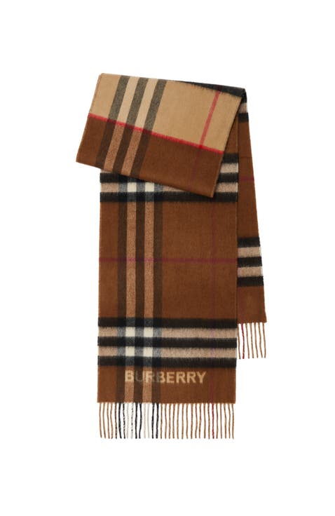 Contrast Check Cashmere Scarf