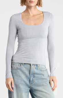 Square Neck Long Sleeve Top