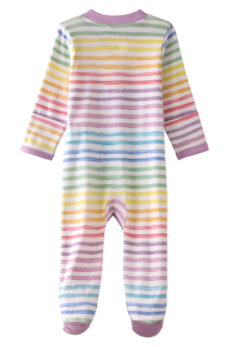 BUTTERBLU Scout One-Piece Organic Cotton Pajamas, Alternate, color, Sunny Pink Rainbow