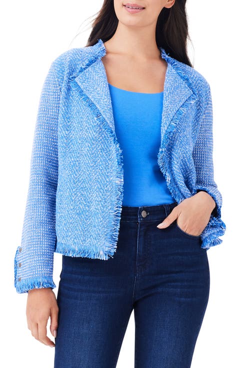 Fringed Mixed Knit Jacket