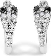 Haus of Brilliance 10K White Gold 1/5 Cttw Diamond Snake Eyes Huggy Hoop Earrings