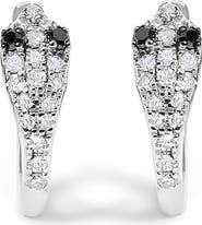 Haus of Brilliance 10K White Gold 1/5 Cttw Diamond Snake Eyes Huggy Hoop Earrings