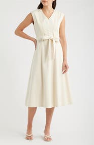 ZOE AND CLAIRE Stitch Tie Waist Midi Dress